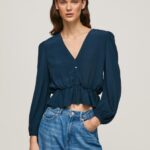 נשים 4N8XB325 Pepe Jeans dulwich חלק עליון עם צווארון V
