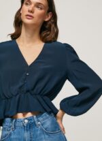 ⁦נשים 4N8XB325 Pepe Jeans dulwich חלק עליון עם צווארון V⁩ – תמונה ⁦3⁩
