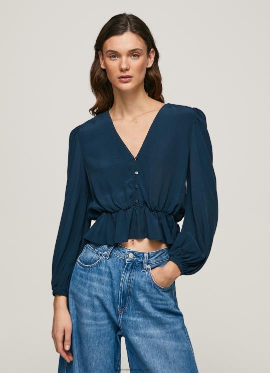 d7a0d7a9d799d79d_4n8xb325_pepe_jeans_dulwich_d797d79cd7a7_d7a2d79cd799d795d79f_d7a2d79d_d7a6d795d795d790d7a8d795d79f_v.jpg נשים 4N8XB325 Pepe Jeans dulwich חלק עליון עם צווארון V – תמונה 1