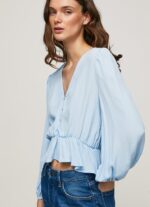 ⁦נשים 4N8XB326 Pepe Jeans מִפרָץ חלק עליון עם צווארון V⁩ – תמונה ⁦3⁩