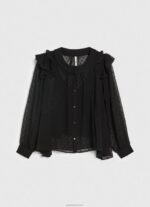 ⁦נשים 4N8XB328 Pepe Jeans שָׁחוֹר חולצת פלומטי חצי שקופה⁩ – תמונה ⁦5⁩