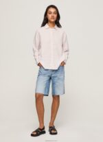 ⁦נשים 4N8XB332 Pepe Jeans ורוד רך חולצה רגילה עם הדפס פסים⁩ – תמונה ⁦2⁩