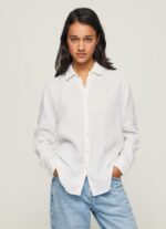 ⁦נשים 4N8XB333 Pepe Jeans לבן חולצה חלקה בכושר רגיל⁩ – תמונה ⁦2⁩