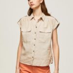 נשים 4N8XB341 Pepe Jeans אֶבֶן חולצת שימוש עם שרוולים קצרים