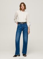 ⁦נשים 4N8XB343 Pepe Jeans לבן חולצת דובי רקומה מכותנה⁩ – תמונה ⁦2⁩