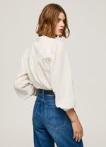 ⁦נשים 4N8XB343 Pepe Jeans לבן חולצת דובי רקומה מכותנה⁩ – תמונה ⁦4⁩