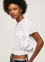 ⁦נשים 4N8XB344 Pepe Jeans לבן חולצת כותנה עם פרטים פתוחים⁩ – תמונה ⁦3⁩