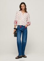 ⁦נשים 4N8XB345 Pepe Jeans לבן חולצת דובי רקומה מכותנה⁩ – תמונה ⁦2⁩