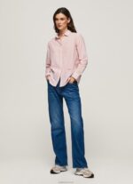 ⁦נשים 4N8XB348 Pepe Jeans סטודיו אדום חולצת וואל מכותנה פסים⁩ – תמונה ⁦2⁩