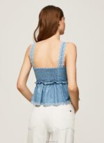 ⁦נשים 4N8XB350 Pepe Jeans כְּחוֹל גופיית ג'ינס⁩ – תמונה ⁦4⁩