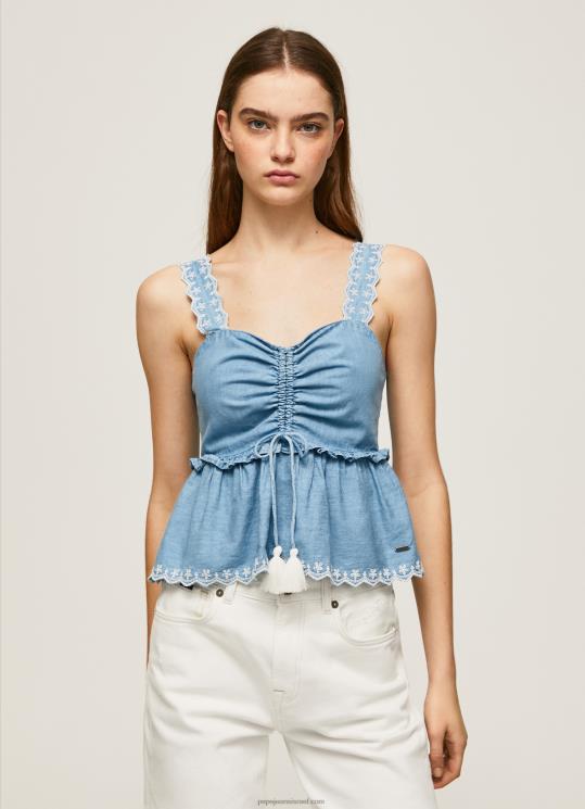d7a0d7a9d799d79d_4n8xb350_pepe_jeans_d79bd6b0d6bcd797d795d6b9d79c_d792d795d7a4d799d799d7aa_d792d799d7a0d7a1.jpg נשים 4N8XB350 Pepe Jeans כְּחוֹל גופיית ג'ינס – תמונה 1