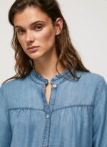 ⁦נשים 4N8XB351 Pepe Jeans כְּחוֹל חולצה בכושר רגיל עם צווארון מאו⁩ – תמונה ⁦3⁩