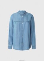 ⁦נשים 4N8XB351 Pepe Jeans כְּחוֹל חולצה בכושר רגיל עם צווארון מאו⁩ – תמונה ⁦5⁩