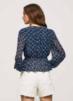 ⁦נשים 4N8XB358 Pepe Jeans רַב חלק עליון בגזרה קצוצה עם צווארון V⁩ – תמונה ⁦4⁩