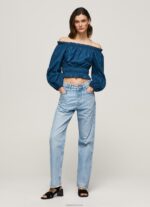 ⁦נשים 4N8XB360 Pepe Jeans אוקיינוס עליונית פופלין קצוץ כותנה⁩ – תמונה ⁦2⁩