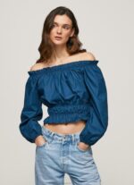 נשים 4N8XB360 Pepe Jeans אוקיינוס עליונית פופלין קצוץ כותנה