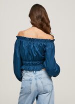 ⁦נשים 4N8XB360 Pepe Jeans אוקיינוס עליונית פופלין קצוץ כותנה⁩ – תמונה ⁦4⁩