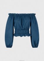 ⁦נשים 4N8XB360 Pepe Jeans אוקיינוס עליונית פופלין קצוץ כותנה⁩ – תמונה ⁦5⁩
