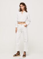 ⁦נשים 4N8XB361 Pepe Jeans לבן חולצת פופלין בגזרה קצוצה⁩ – תמונה ⁦3⁩