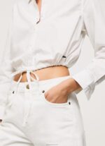⁦נשים 4N8XB361 Pepe Jeans לבן חולצת פופלין בגזרה קצוצה⁩ – תמונה ⁦4⁩