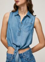 ⁦נשים 4N8XB368 Pepe Jeans דֵנִים חולצה ללא שרוולים בכושר רגיל⁩ – תמונה ⁦3⁩