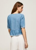 ⁦נשים 4N8XB369 Pepe Jeans כְּחוֹל חולצת ג'ינס עם צווארון V⁩ – תמונה ⁦4⁩