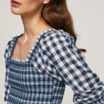 נשים 4N8XB370 Pepe Jeans רַב הדפס משובץ חלק עליון בהתאמה חתוכה