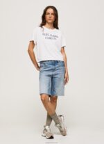 ⁦נשים 4N8XB378 Pepe Jeans לבן חולצה בהדפס לוגו⁩ – תמונה ⁦2⁩
