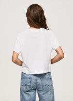 ⁦נשים 4N8XB378 Pepe Jeans לבן חולצה בהדפס לוגו⁩ – תמונה ⁦4⁩