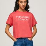 נשים 4N8XB379 Pepe Jeans סטודיו אדום חולצה בהדפס לוגו