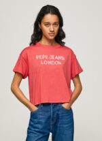 נשים 4N8XB379 Pepe Jeans סטודיו אדום חולצה בהדפס לוגו