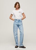 ⁦נשים 4N8XB381 Pepe Jeans לבן חולצה בהדפס לוגו⁩ – תמונה ⁦2⁩