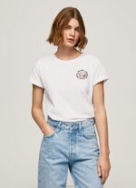 נשים 4N8XB381 Pepe Jeans לבן חולצה בהדפס לוגו
