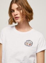 ⁦נשים 4N8XB381 Pepe Jeans לבן חולצה בהדפס לוגו⁩ – תמונה ⁦3⁩