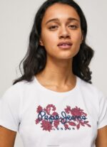 ⁦נשים 4N8XB385 Pepe Jeans לבן חולצת לייקרה בהדפס לוגו⁩ – תמונה ⁦3⁩