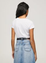 ⁦נשים 4N8XB385 Pepe Jeans לבן חולצת לייקרה בהדפס לוגו⁩ – תמונה ⁦4⁩