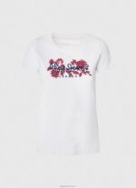 ⁦נשים 4N8XB385 Pepe Jeans לבן חולצת לייקרה בהדפס לוגו⁩ – תמונה ⁦5⁩