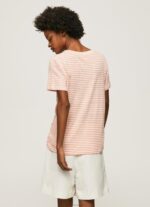 ⁦נשים 4N8XB386 Pepe Jeans אפרסק חולצת טריקו בהדפס פסים⁩ – תמונה ⁦4⁩