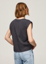 ⁦נשים 4N8XB388 Pepe Jeans שטוף שחור חולצה בהדפס תמונות⁩ – תמונה ⁦4⁩