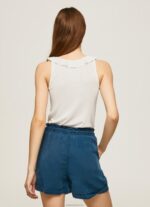 ⁦נשים 4N8XB390 Pepe Jeans לבן חולצת טריקו עם צווארון סלסולים⁩ – תמונה ⁦4⁩