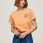 נשים 4N8XB394 Pepe Jeans אפרסק חולצה בהדפס לוגו