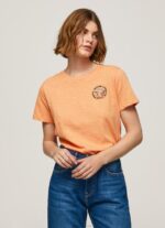 נשים 4N8XB394 Pepe Jeans אפרסק חולצה בהדפס לוגו