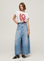 ⁦נשים 4N8XB396 Pepe Jeans לבן חולצה בהדפס לוגו אוהב⁩ – תמונה ⁦2⁩