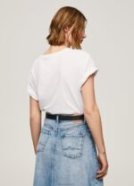 ⁦נשים 4N8XB396 Pepe Jeans לבן חולצה בהדפס לוגו אוהב⁩ – תמונה ⁦4⁩