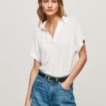 נשים 4N8XB397 Pepe Jeans לבן חולצת פולו