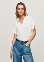 נשים 4N8XB397 Pepe Jeans לבן חולצת פולו