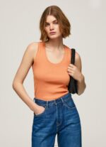 ⁦נשים 4N8XB398 Pepe Jeans אפרסק חולצת טריקו עם שרוולים מצולעים⁩ – תמונה ⁦2⁩