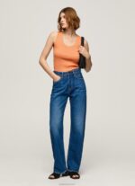 נשים 4N8XB398 Pepe Jeans אפרסק חולצת טריקו עם שרוולים מצולעים