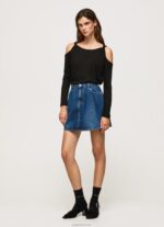 ⁦נשים 4N8XB399 Pepe Jeans שָׁחוֹר חולצת טי עם שרוולים ארוכים עם רצועות⁩ – תמונה ⁦2⁩