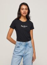 ⁦נשים 4N8XB400 Pepe Jeans שָׁחוֹר חולצת לוגו בסיסית⁩ – תמונה ⁦2⁩